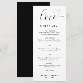 Liefde Hart Elegante Trouwdag Menu