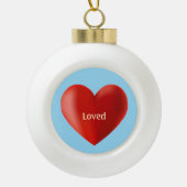 Liefde hart en kalligrafie op sky blue keramische bal ornament (Voorkant)