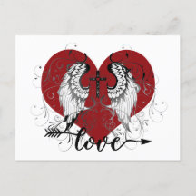 Liefde hart en kruis valentine kaart