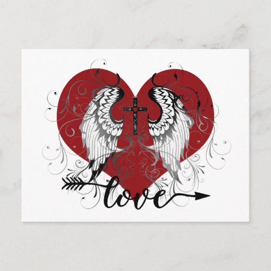 Liefde hart en kruis valentine kaart (Voorkant)