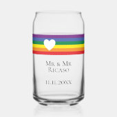 Liefde Hart en Regenboog Gay Bruiloft Blikvorm Glas (Voorkant)