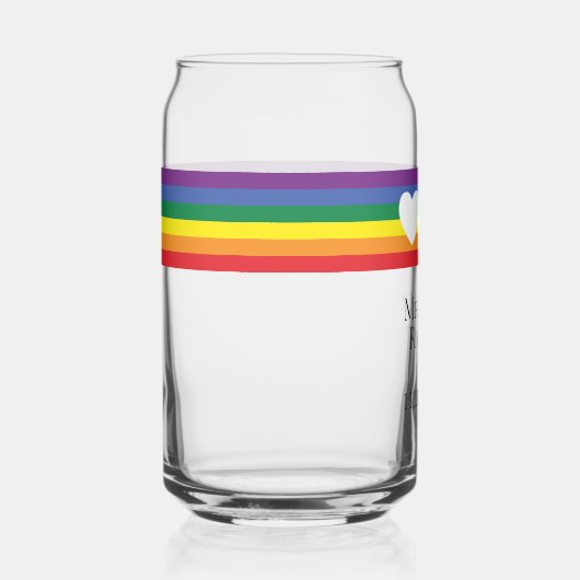 Liefde Hart en Regenboog Gay Bruiloft Blikvorm Glas (Rechts)