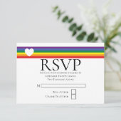 Liefde Hart en Regenboog Gay Bruiloft RSVP Kaart (Staand voorkant)