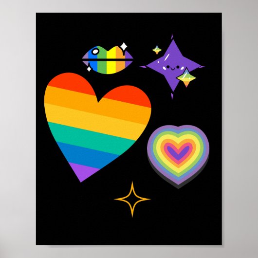 Liefde hart- en regenboog. LGBTQ-Pride Poster (Voorkant)