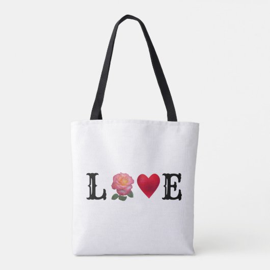 Liefde hart en Roos ventilator Tote Bag (Achterkant)