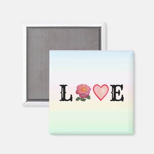 Liefde hart en roze roze roze roer op parelkleuren magneet (Voorkant / Achterkant)