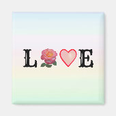 Liefde hart en roze roze roze roer op parelkleuren magneet (Voorkant)