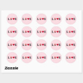 Liefde hart en roze roze roze roze bloem ronde sticker (Vel)
