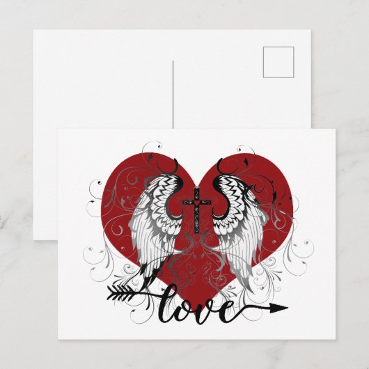 Liefde hart en valentijn briefkaart (Voorkant / Achterkant)