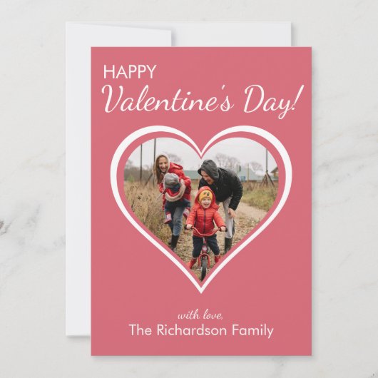 Liefde Hart Familie Foto Valentijnsdag Feestdagenkaart (Voorkant)
