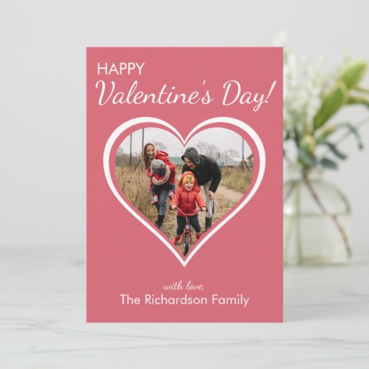 Liefde Hart Familie Foto Valentijnsdag Feestdagenkaart (Staand voorkant)