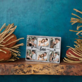 Liefde Hart Familie Fotocollage Elegant Script Fotoplaat (Zijkant)