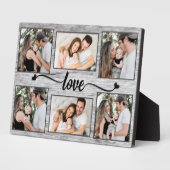 Liefde Hart Familie Fotocollage Elegant Script Fotoplaat (Zijkant)