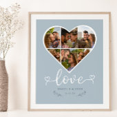 Liefde Hart Foto Collage Grid Paar Blauw Poster