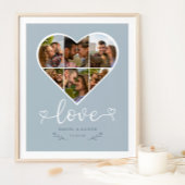 Liefde Hart Foto Collage Grid Paar Blauw Poster