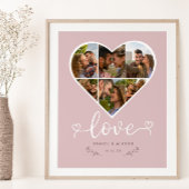 Liefde Hart Foto Collage Grid Paar Blush Poster