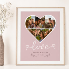 Liefde Hart Foto Collage Grid Paar Blush Poster