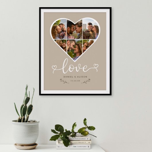 Liefde Hart Foto Collage Grid Paar Latte Poster