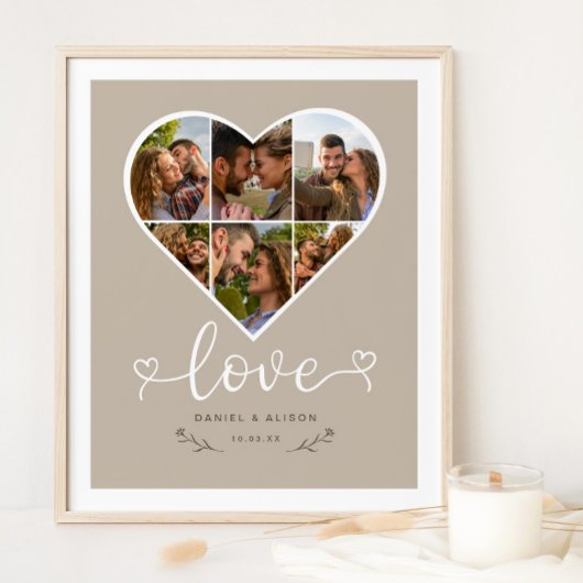 Liefde Hart Foto Collage Grid Paar Latte Poster
