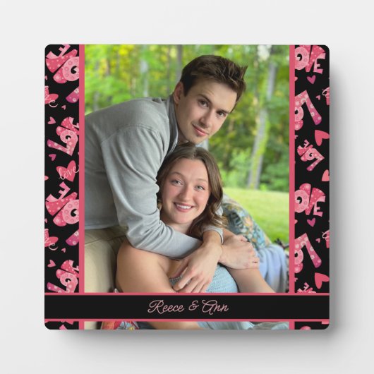 Liefde hart foto Gepersonaliseerd namen Fotoplaat (Voorkant)