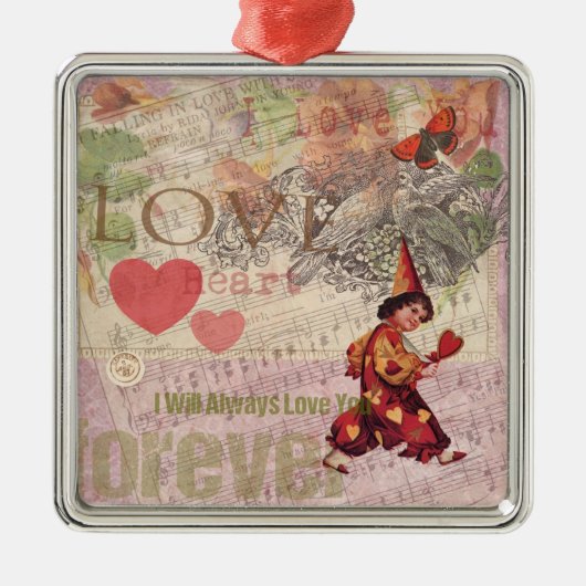 Liefde Hart Geliefde Valentijn Cherubijn Metalen Ornament (Voorkant)