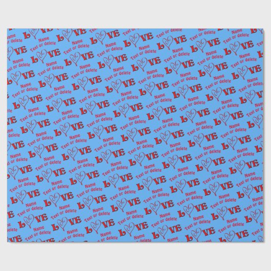 Liefde hart gepersonaliseerd cadeaupapier (Vlak)