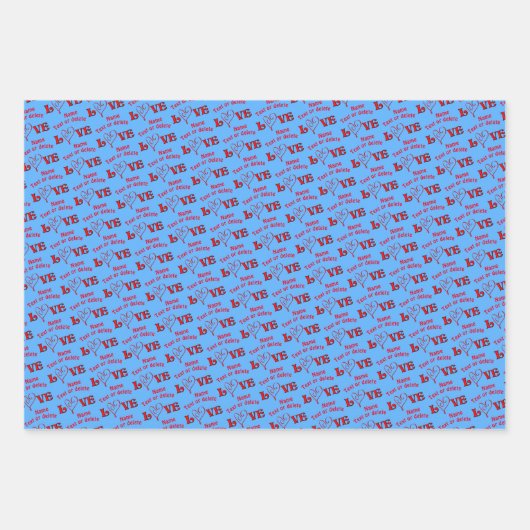 Liefde hart gepersonaliseerd inpakpapier vel (Voorkant 2)