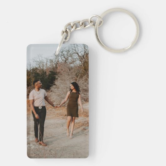 Liefde hart gepersonaliseerd monogram foto op maat sleutelhanger (achterkant)