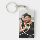 Liefde hart gepersonaliseerd monogram foto op maat sleutelhanger (Voorkant)