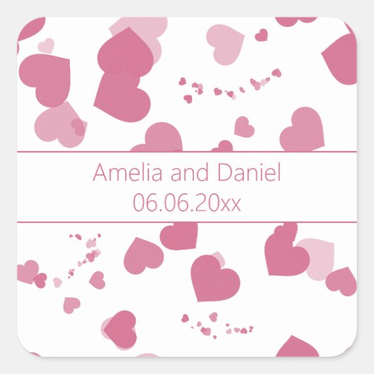 liefde hart Gepersonaliseerde bruiloft Sticker (Voorkant)