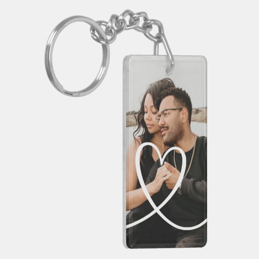 Liefde hart gepersonaliseerde foto op maat gemaakt sleutelhanger (Voorkant Links)