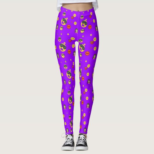 Liefde, hart, grappig, meisje emoji op neon paarse leggings (Voorkant)