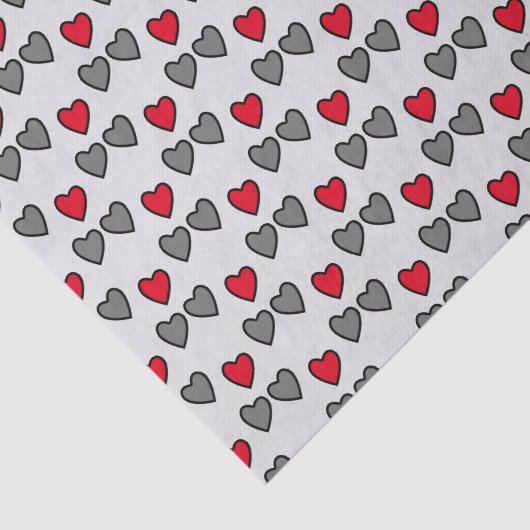 Liefde hart grijs en rood cadeaupapier tissuepapier (Detail)