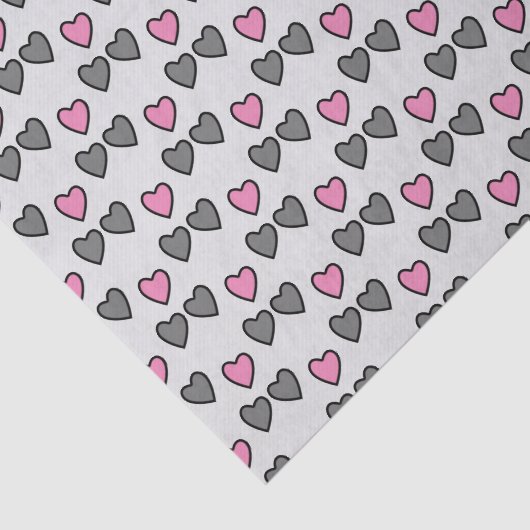 Liefde hart grijs en roze cadeau tissuepapier (Detail)