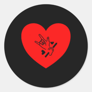 Liefde Hart Hand Gebarentaal Gehoorverlies Bewustz Ronde Sticker