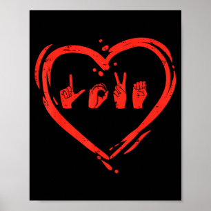 Liefde Hart Hand Gebarentaal Valentijns Asl Dove Poster