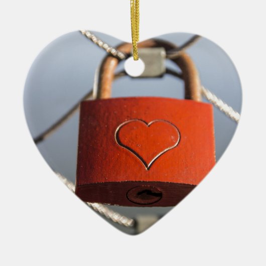 Liefde Hart Hangslot Keramisch Ornament (Voorkant)
