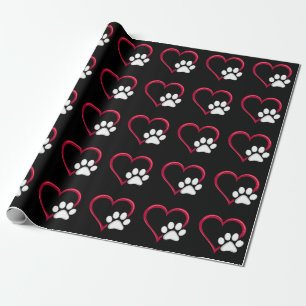 Liefde Hart Hond Poot Valentijnsdag Hond Liefhebbe Cadeaupapier