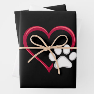 Liefde Hart Hond Poot Valentijnsdag Hond Liefhebbe Inpakpapier Vel