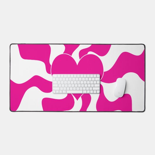 Liefde Hart in Magenta en Wit Bureaumat (Keyboard & Muis)