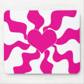 Liefde Hart in Magenta en Wit Muismat (Voorkant)