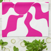 Liefde Hart in Magenta en Wit Theedoek (Gevouwen)