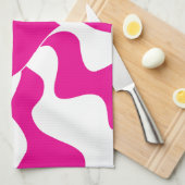 Liefde Hart in Magenta en Wit Theedoek (Quarter Fold)