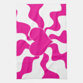 Liefde Hart in Magenta en Wit Theedoek (Verticaal)