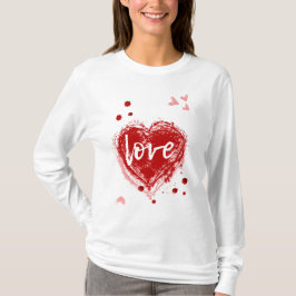 Liefde hart in rode Valentijnsdag T-shirt