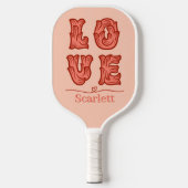 Liefde hart in roze met naam pickleball paddle (Voorkant)