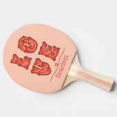 Liefde hart in roze met naam tafeltennisbatje (Zijkant)