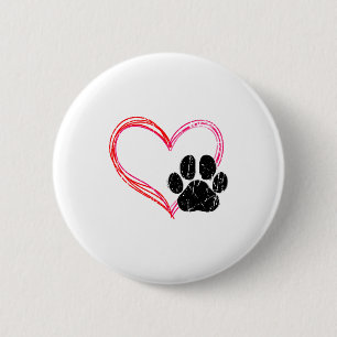 Liefde Hart Kat Hond Pootafdruk, Huisdier Cadeaus Ronde Button 5,7 Cm