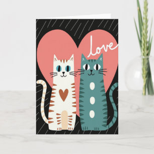 Liefde Hart Katten Gestreept Stippen Kaart