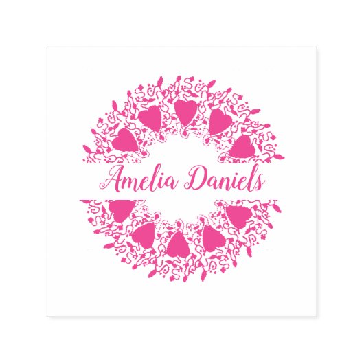 Liefde hart krans naam zelfinkkend stempel (Design)